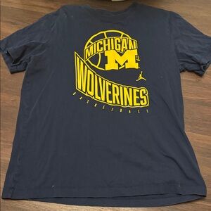 Jordan Michigan Wolverines Navy and Yellow Tee
